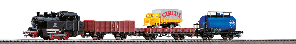PIKO 57113 - H0 - Start-Set Tenderlok und Güterwagen A-Gleis & Bettung